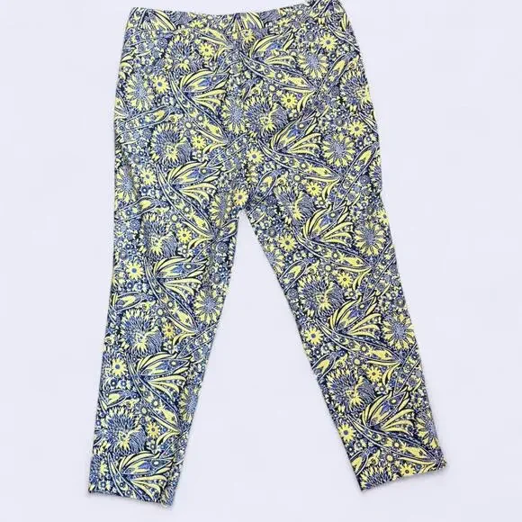 Talbots Womens 14 Slim Ankle Dress Trousers Abstract Floral Paisley Pants Artsy - Picture 7 of 7